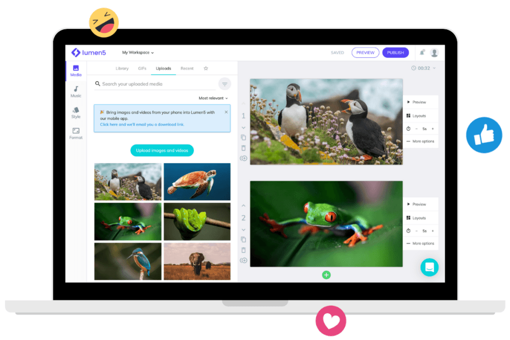 lumen5 video maker ai like opusclip